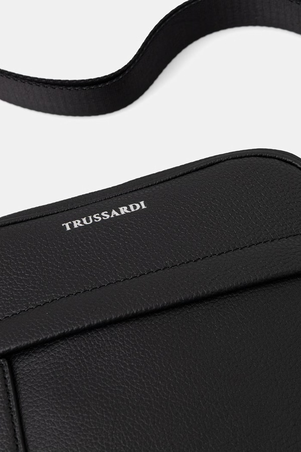 Шкіряна сумка Trussardi колір чорний фото 4