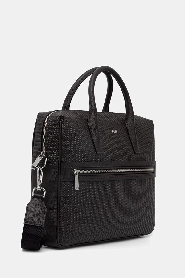 Портфель чоловічий шкіряний BOSS колір коричневий фото 2