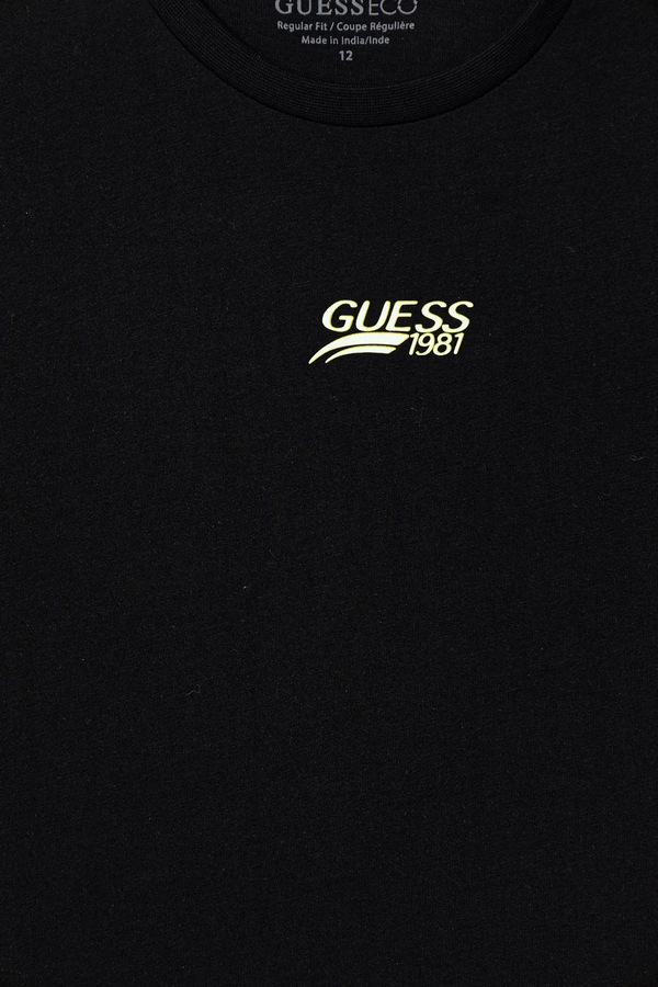 Детская хлопковая футболка Guess цвет черный фото 2