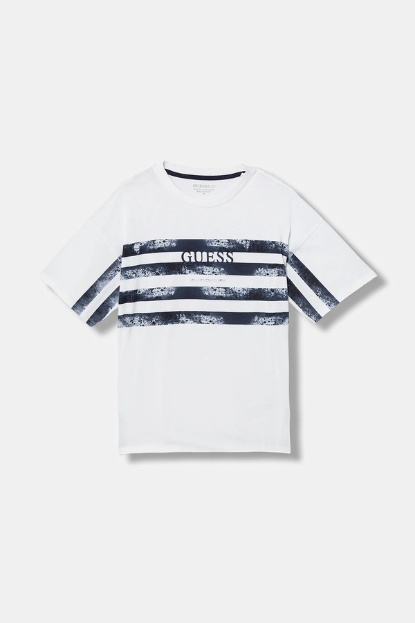 Детская хлопковая футболка Guess цвет белый