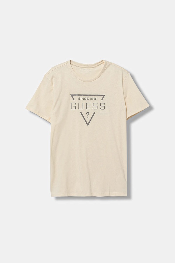 Детская хлопковая футболка Guess цвет бежевый