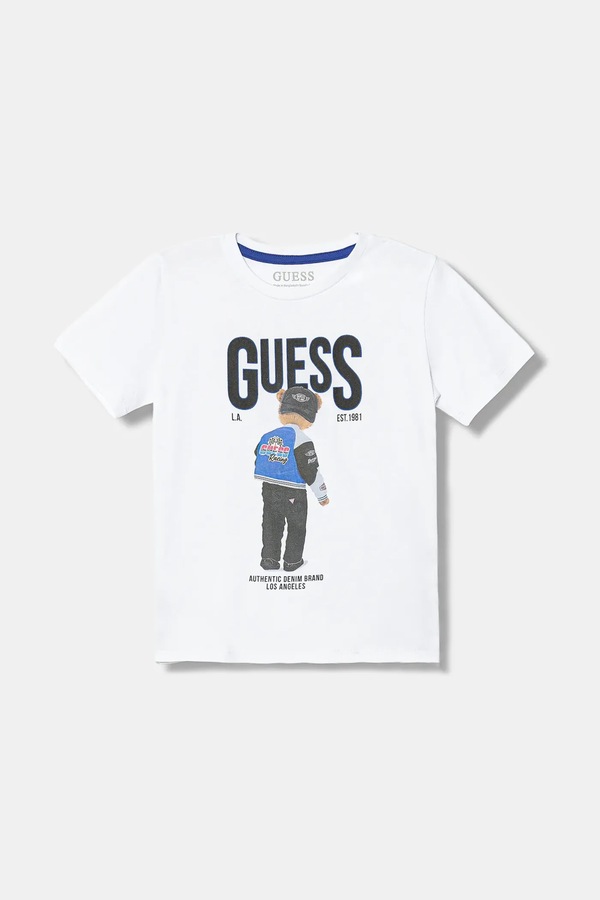 Детская хлопковая футболка Guess цвет белый