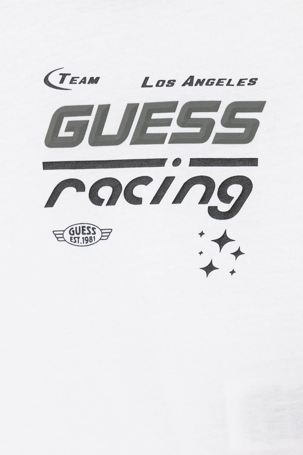 Детская хлопковая футболка Guess цвет белый фото 2