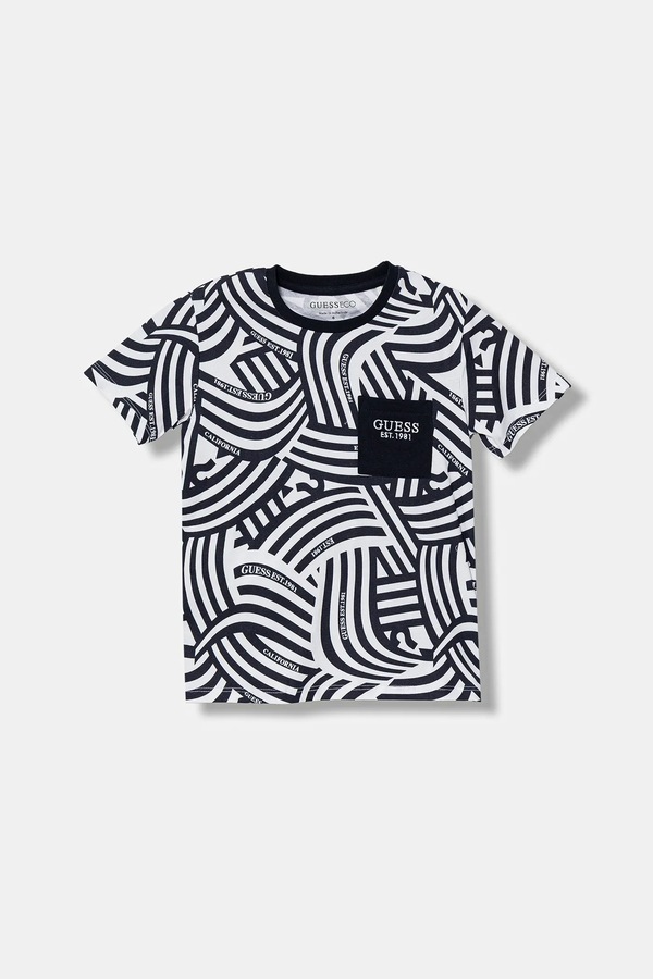 Дитяча бавовняна футболка Guess колір білий