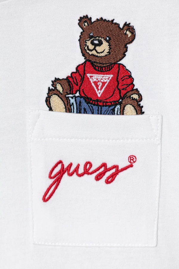 Дитяча бавовняна футболка Guess колір білий фото 2