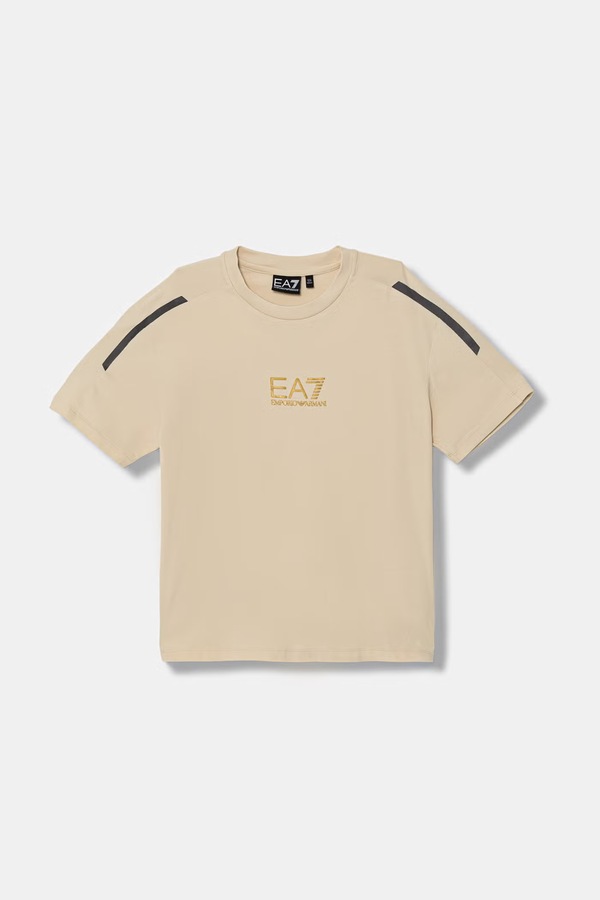 Футболка детская хлопковая с эластаном EA7 Emporio Armani цвет бежевый