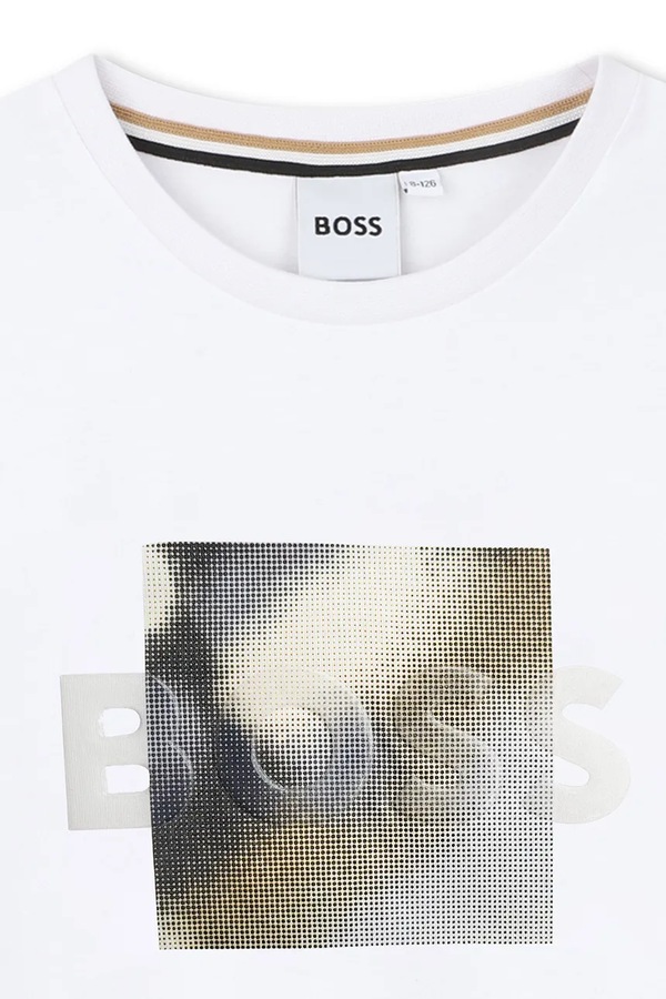 Детская хлопковая футболка BOSS цвет белый фото 2