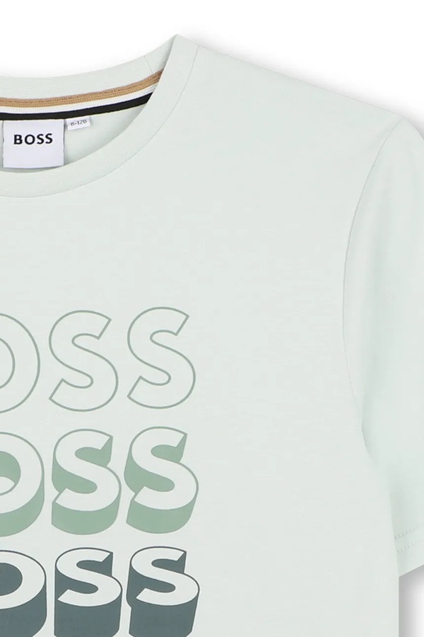 Дитяча бавовняна футболка BOSS колір бірюзовий фото 2