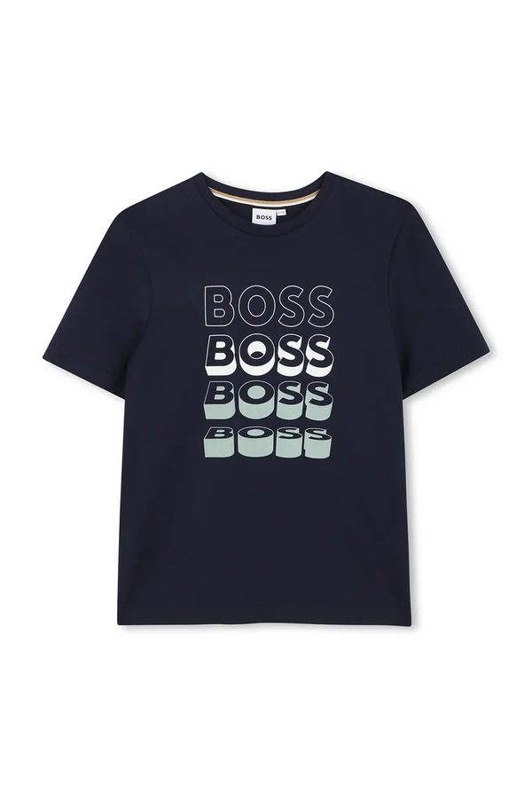 Дитяча бавовняна футболка BOSS колір синій