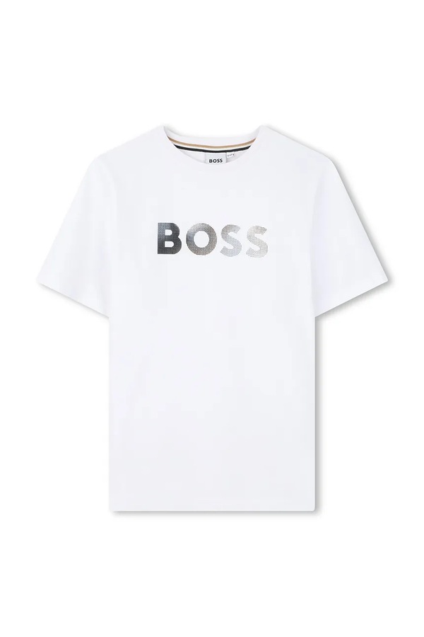 Дитяча бавовняна футболка BOSS колір білий