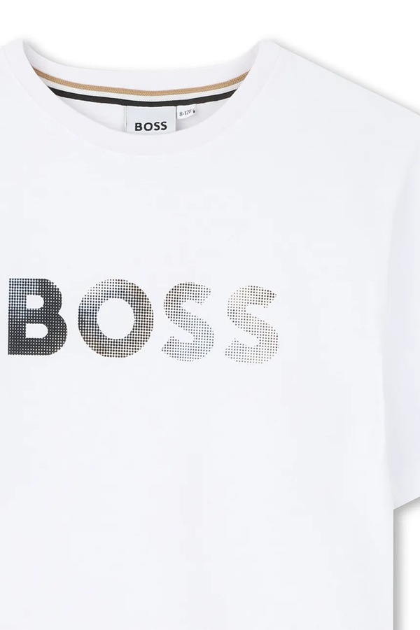 Дитяча бавовняна футболка BOSS колір білий фото 2