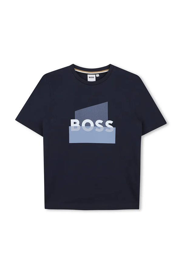 Дитяча бавовняна футболка BOSS колір синій