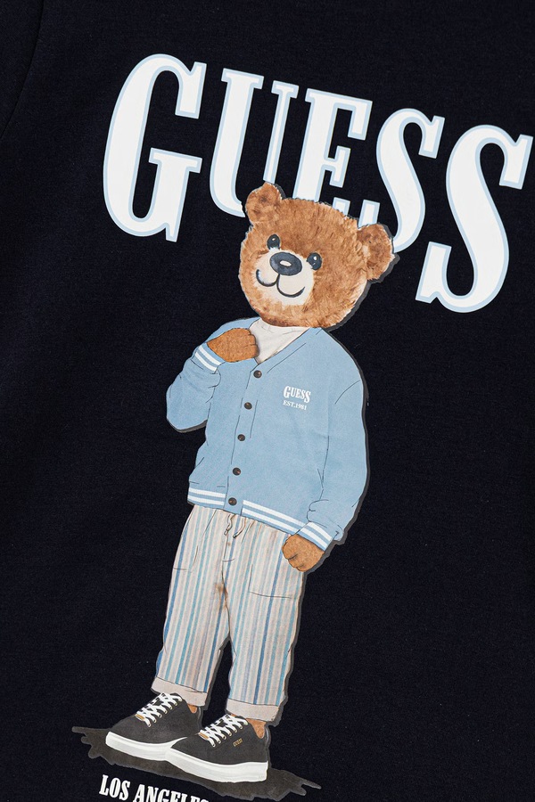 Детская хлопковая футболка Guess цвет синий фото 2