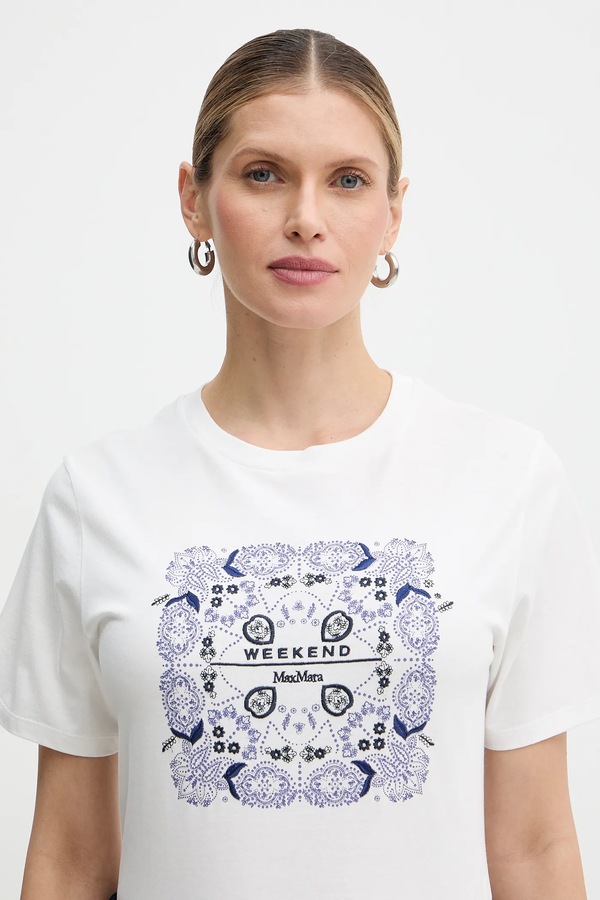 Бавовняна футболка Weekend Max Mara WEST колір білий фото 4