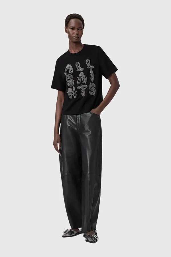 Бавовняна футболка AllSaints колір чорний фото 2