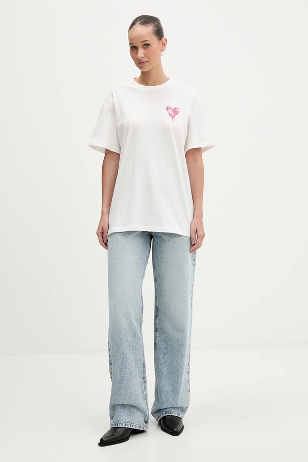 Бавовняна футболка HUGO Blue Vintage_Tee_B_9 колір бежевий фото 2