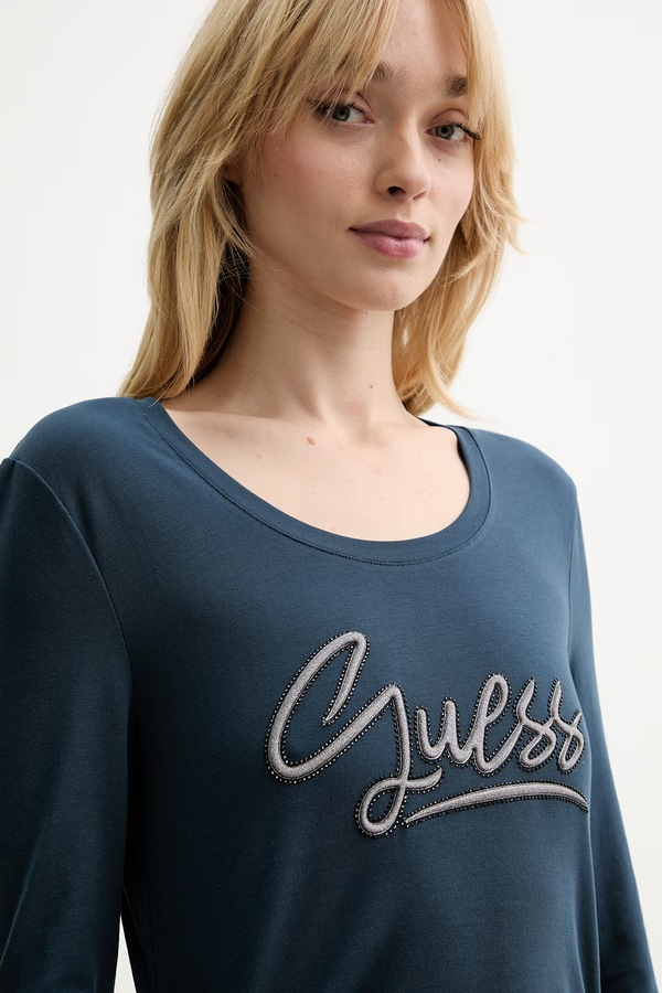 Лонгслів Guess колір синій фото 4