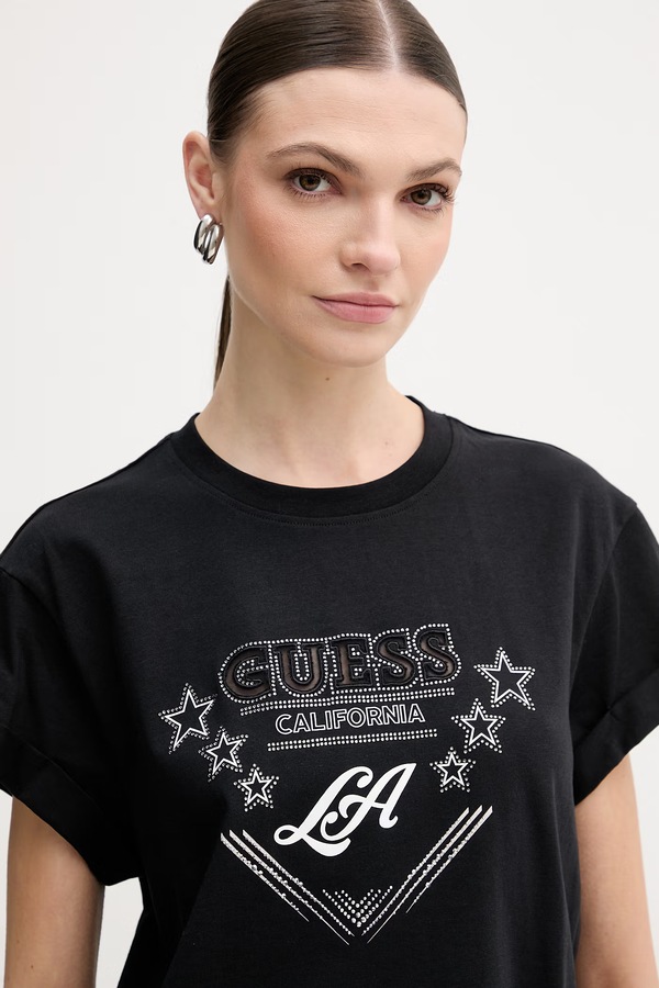 Бавовняна футболка Guess колір чорний фото 4