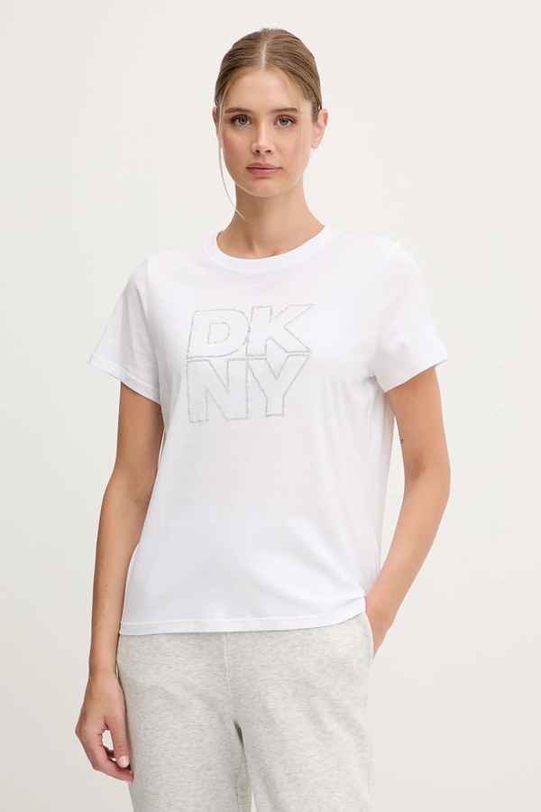 Хлопковая футболка DKNY цвет белый