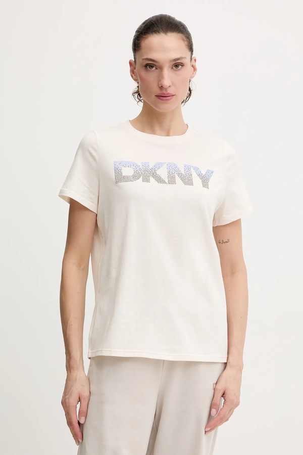 Бавовняна футболка DKNY колір бежевий