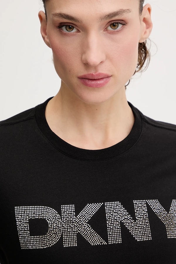 Бавовняна футболка DKNY колір чорний фото 4