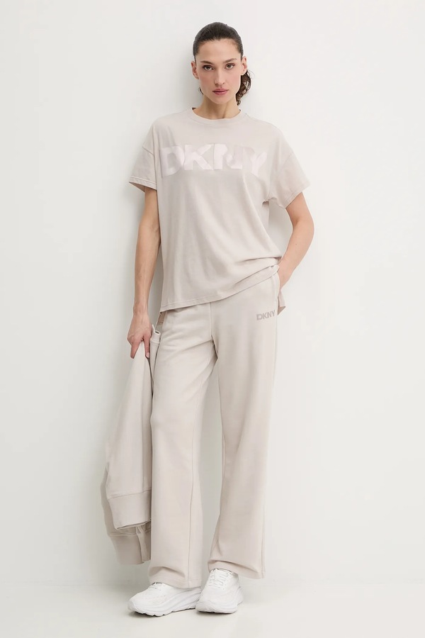 Бавовняна футболка DKNY колір бежевий