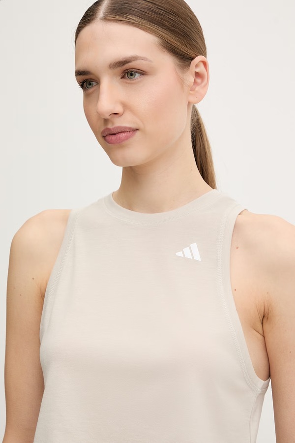 Топ для тренувань adidas Performance We Tank колір бежевий фото 4