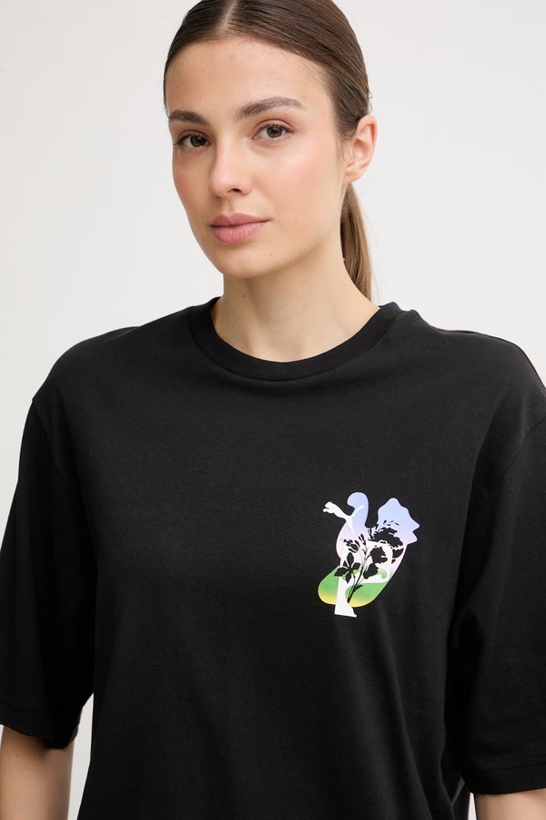 Футболка жіноча з бавовною Puma Graphics Psychoflower колір чорний фото 4
