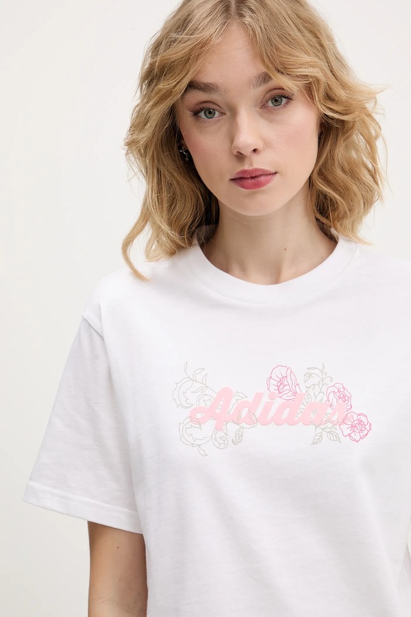 Бавовняна футболка adidas Western колір білий фото 4