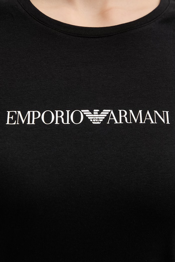Футболка жіноча з бавовною Emporio Armani Underwear колір чорний фото 4