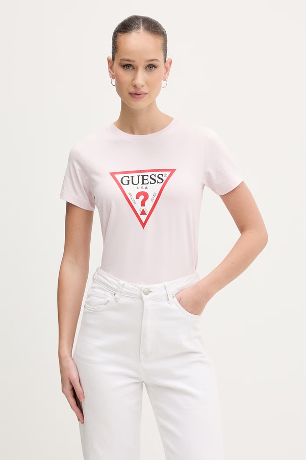 Футболка basic жіноча Guess Jeans колір рожевий