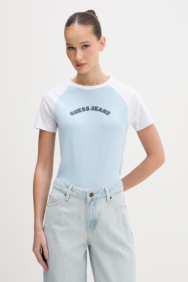 Футболка жіноча бавовняна Guess Jeans колір блакитний