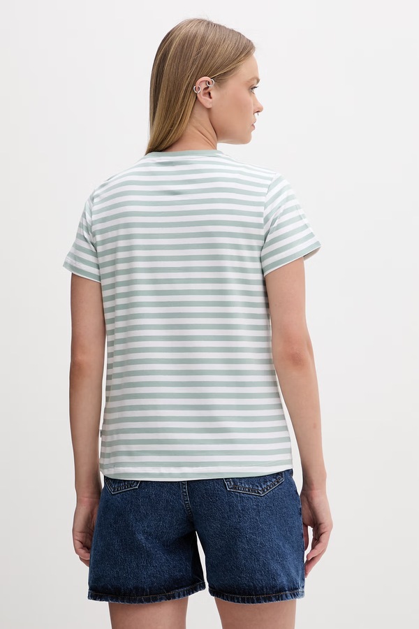 Футболка basic жіноча з бавовною Guess Jeans колір зелений фото 2