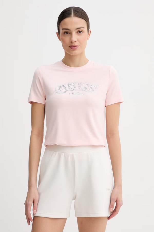 Футболка женская вискозная Guess LEONA цвет розовый