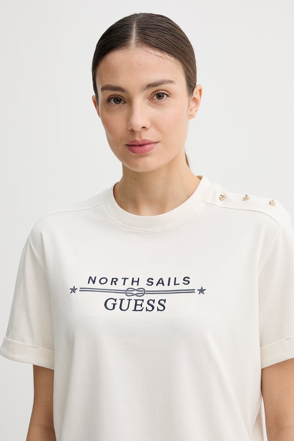 Футболка жіноча Guess X NORTH SAILS колір бежевий фото 4