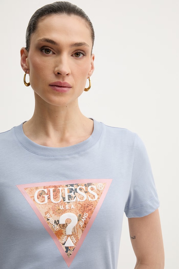 Футболка жіноча бавовняна Guess колір блакитний фото 4