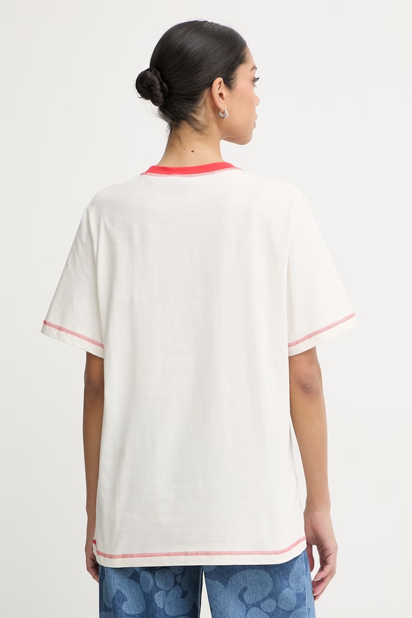 Футболка basic женская хлопковая Marimekko цвет бежевый фото 2