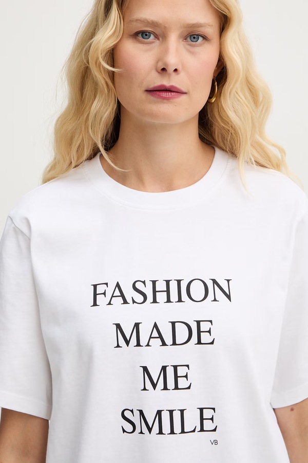 Футболка жіноча бавовняна Victoria Beckham колір білий фото 4