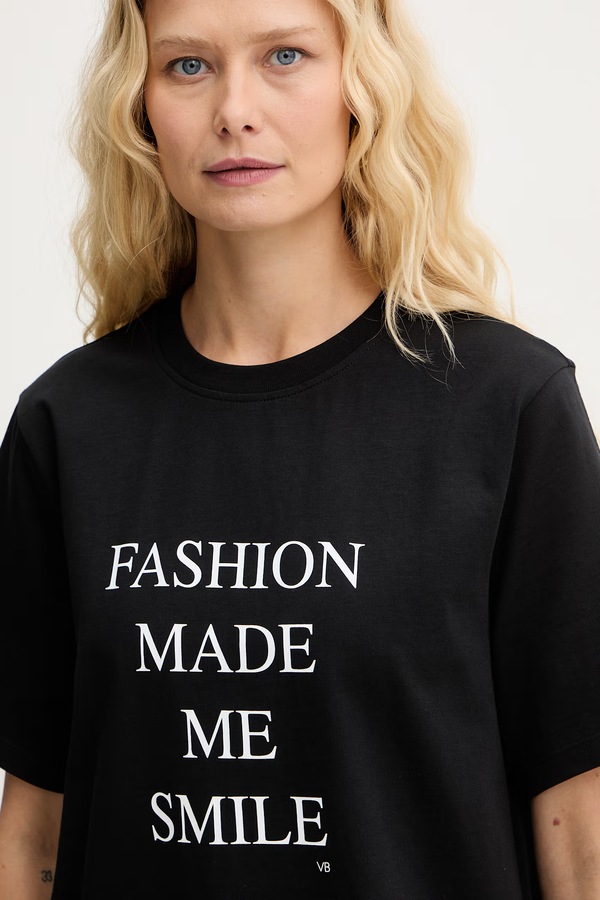 Футболка жіноча бавовняна Victoria Beckham колір чорний фото 4