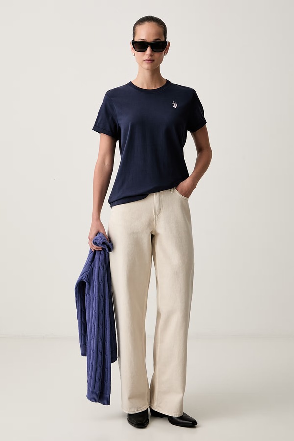 Футболка женская хлопковая U.S. Polo Assn. CREW NECK цвет темно-синий