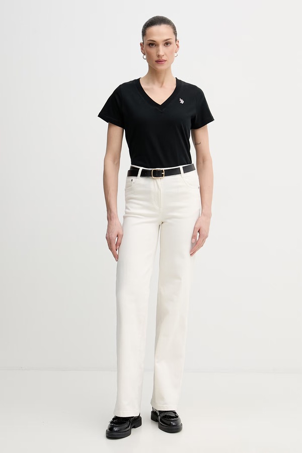 Футболка женская хлопковая U.S. Polo Assn. V-NECK цвет черный