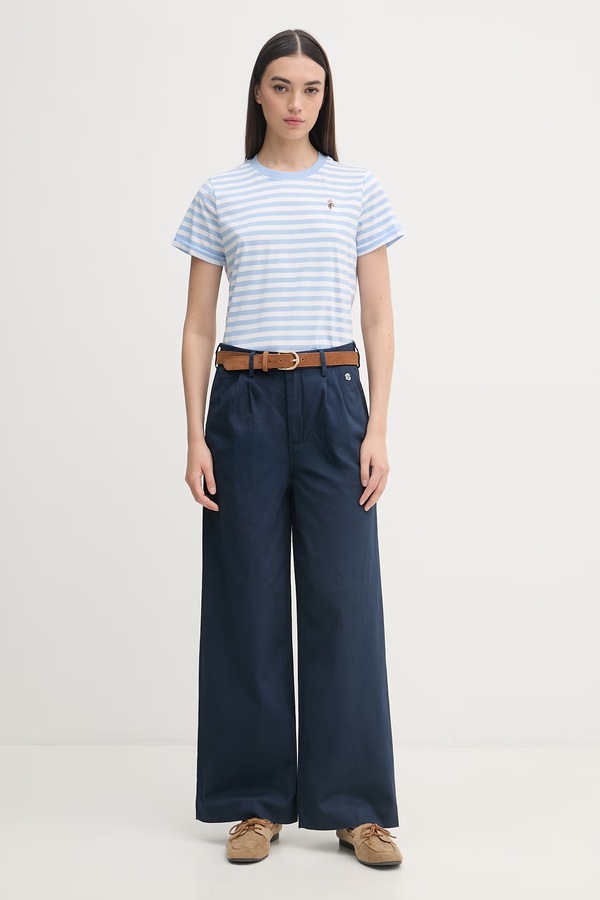 Футболка жіноча бавовняна U.S. Polo Assn. STRIPE CREW NECK колір блакитний
