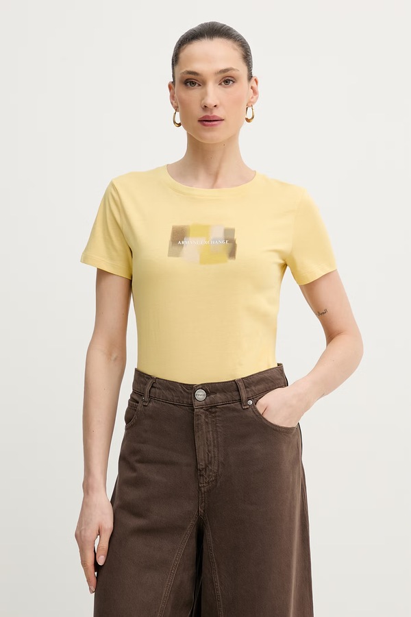 Бавовняна футболка Armani Exchange колір жовтий