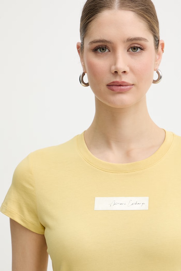 Бавовняна футболка Armani Exchange колір жовтий фото 4