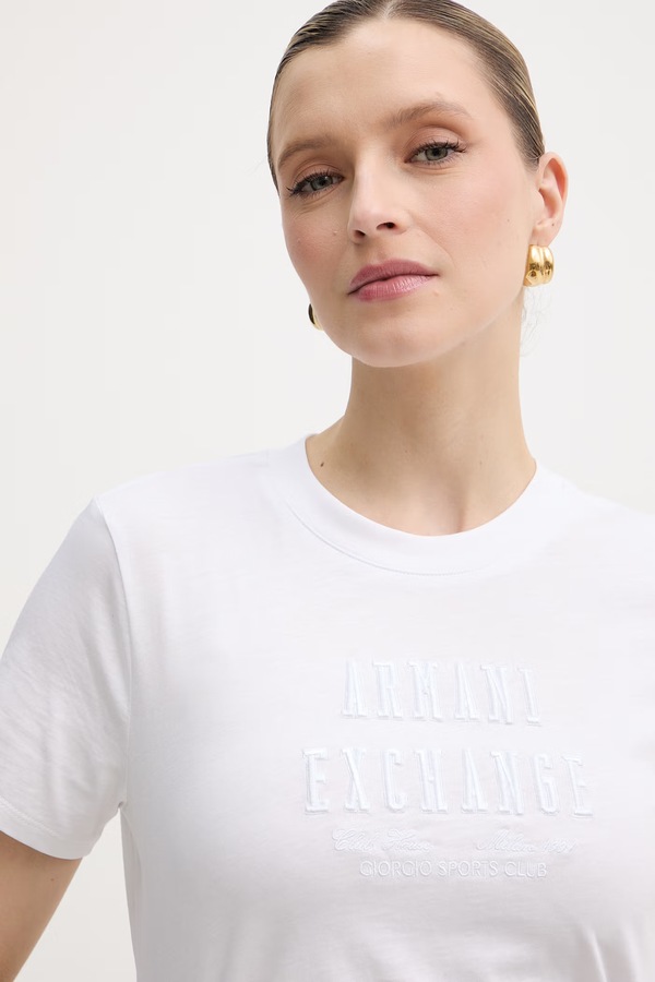 Футболка жіноча бавовняна Armani Exchange колір білий фото 4