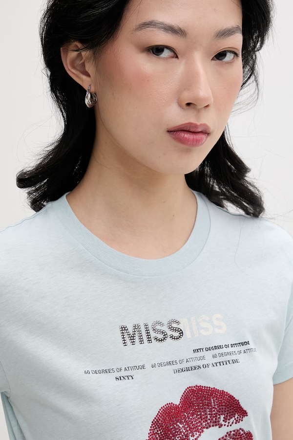 Футболка жіноча з бавовною Miss Sixty колір блакитний фото 4