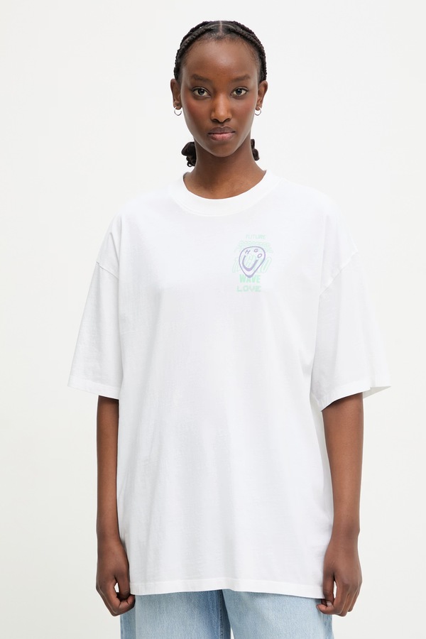 Футболка женская хлопковая HUGO Blue Oversized_Tee_B цвет бежевый фото 2
