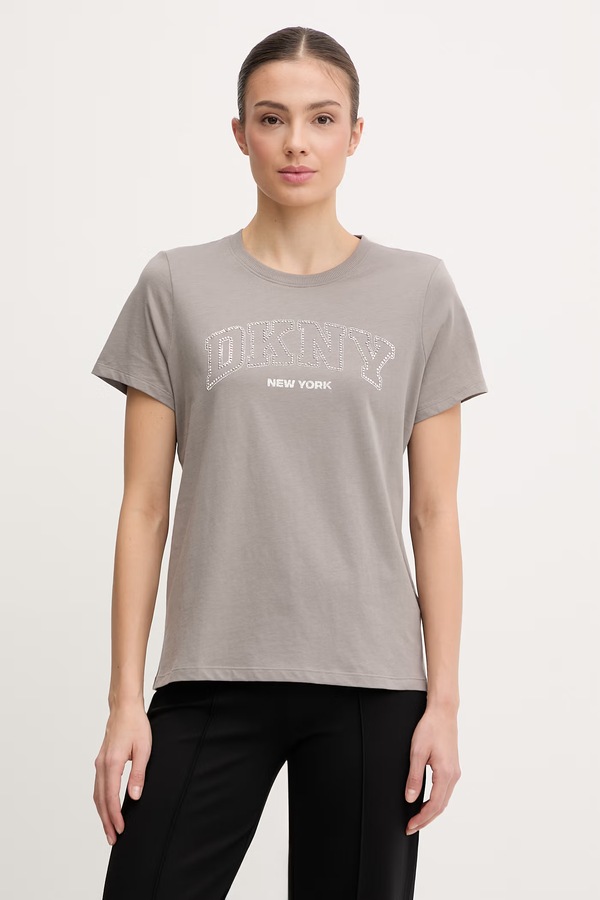 Бавовняна футболка DKNY колір сірий