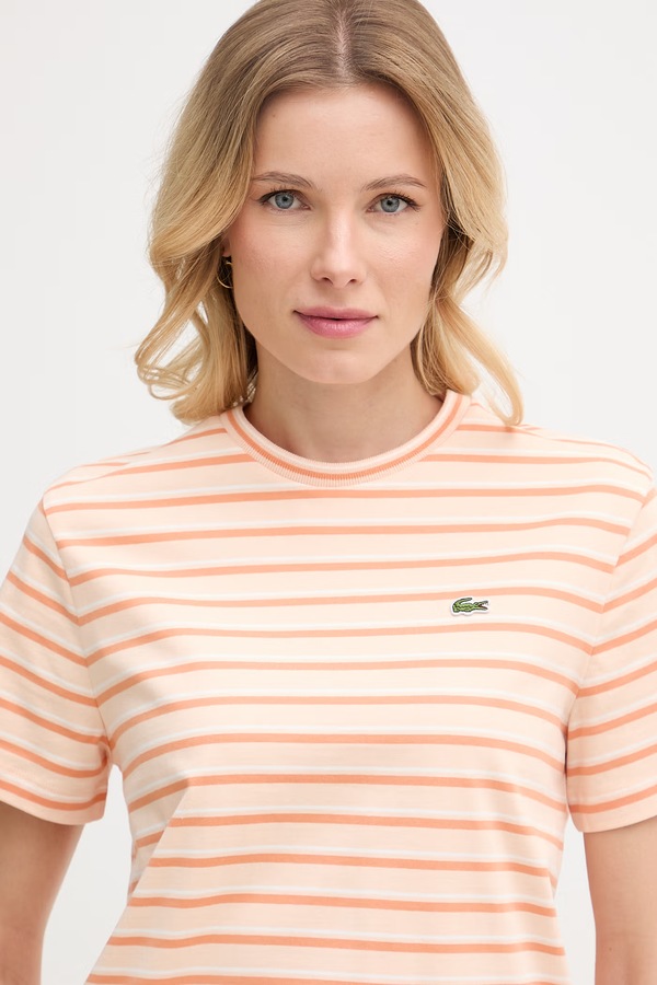 Футболка жіноча бавовняна Lacoste колір помаранчевий фото 4