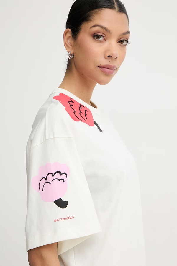 Футболка жіноча бавовняна Marimekko колір бежевий фото 4